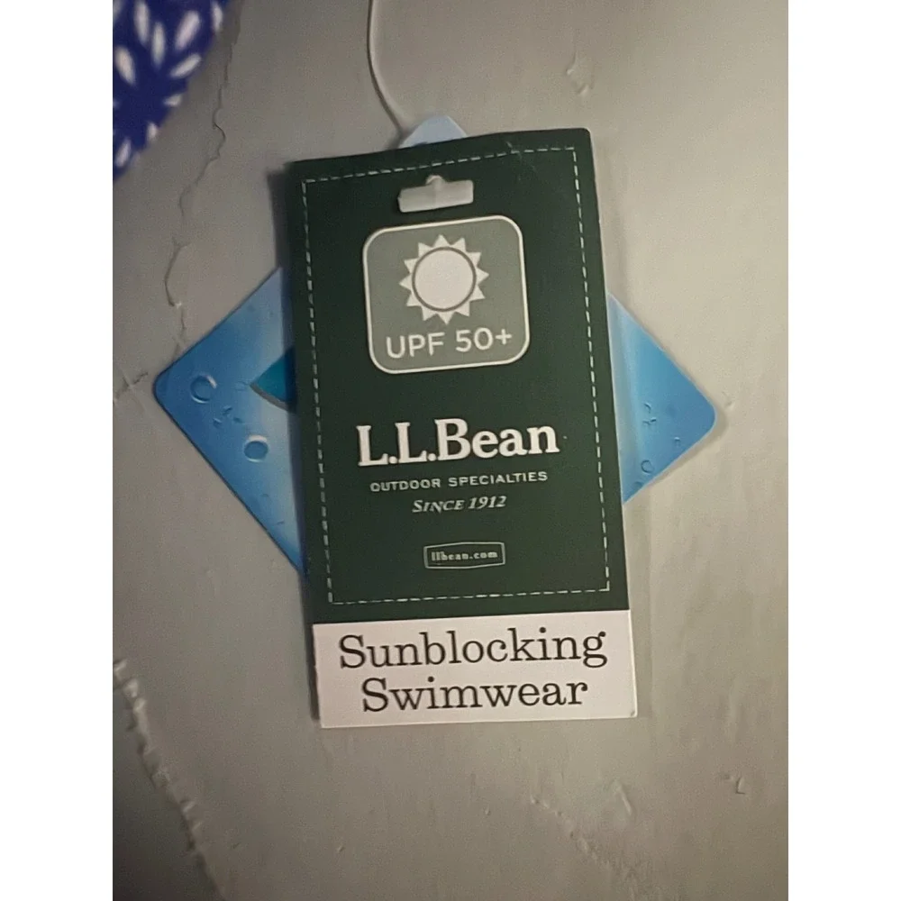 NEW‎ L.L.Bean Blue Geometric Sunblocking One Piece Swimsuit Size 6 REG